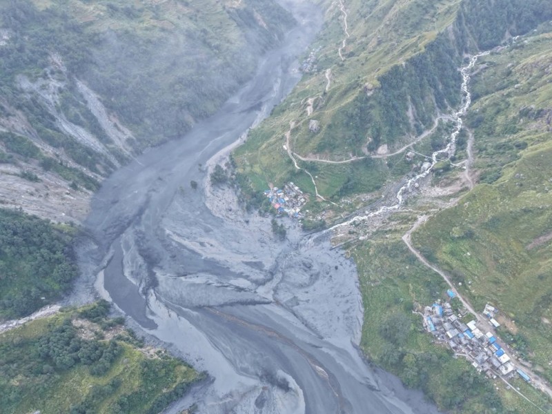 सुक्खा पहिरोले बहाव थुनियो अनि बाढी आयो : नेपाली सेना